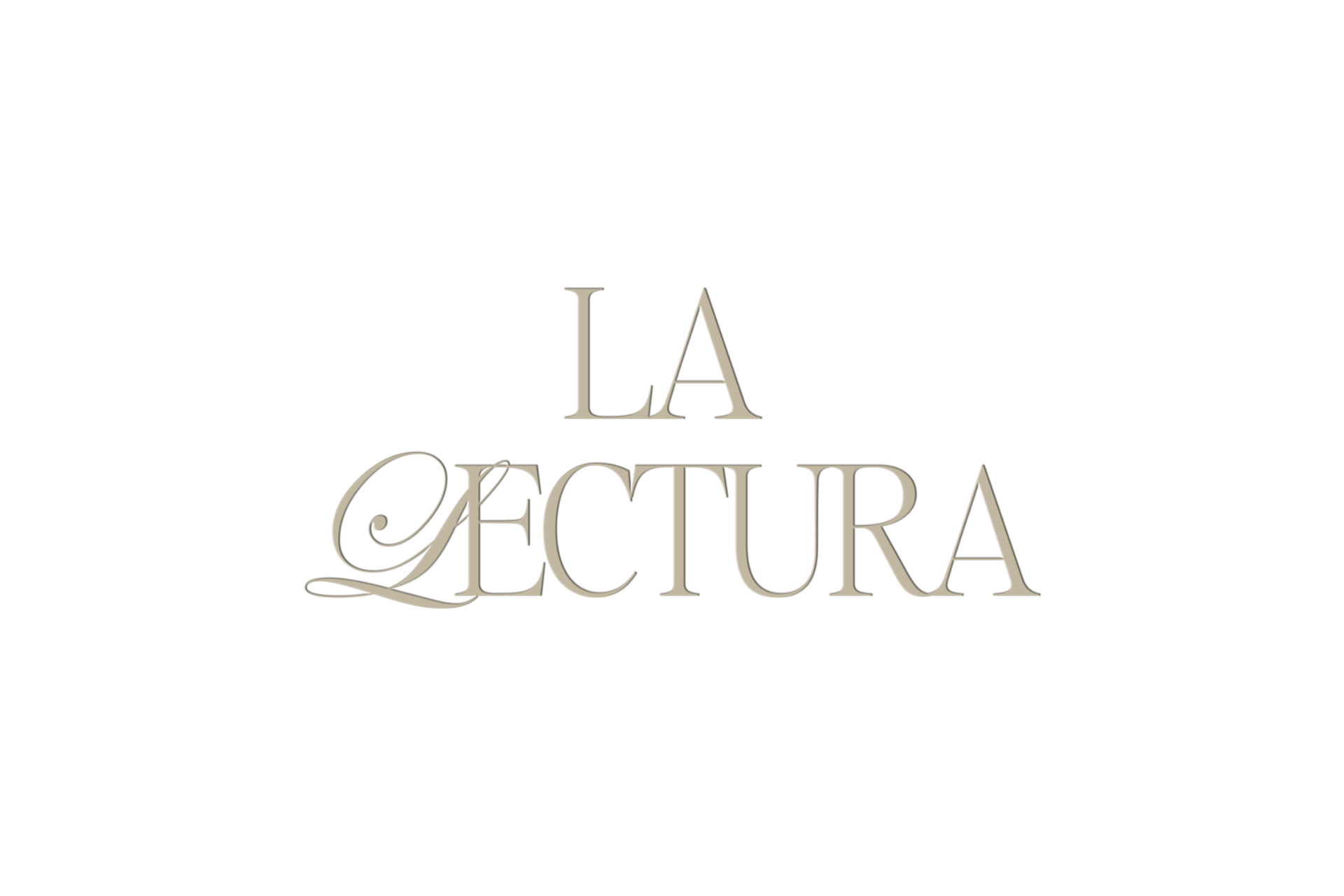 Logotipo con texto “LA” y “LECTURA” en tipografía dorada sobre fondo transparente.