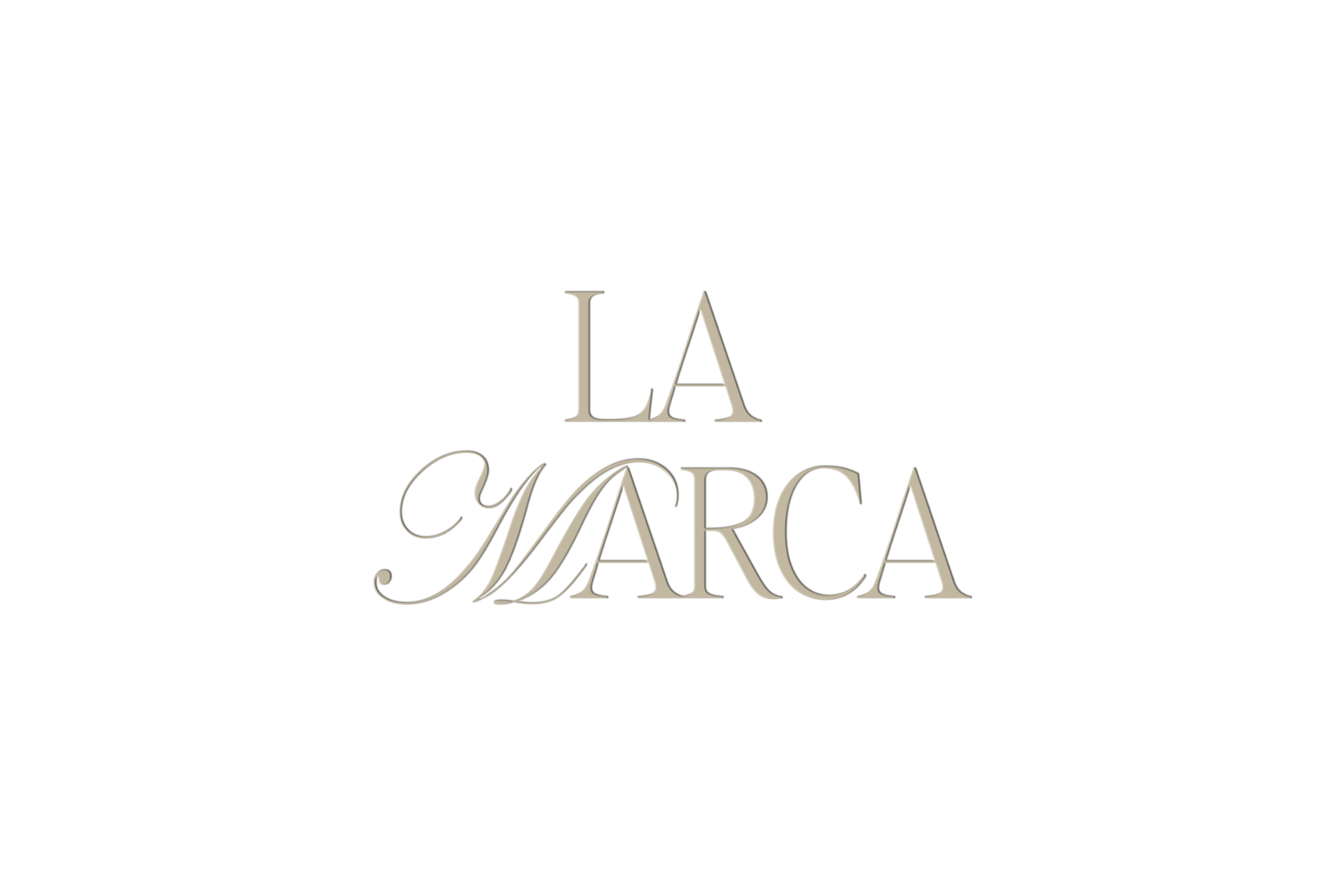 Logotipo con texto “LA” y “MARCA” en tipografía elegante, sobre fondo transparente.